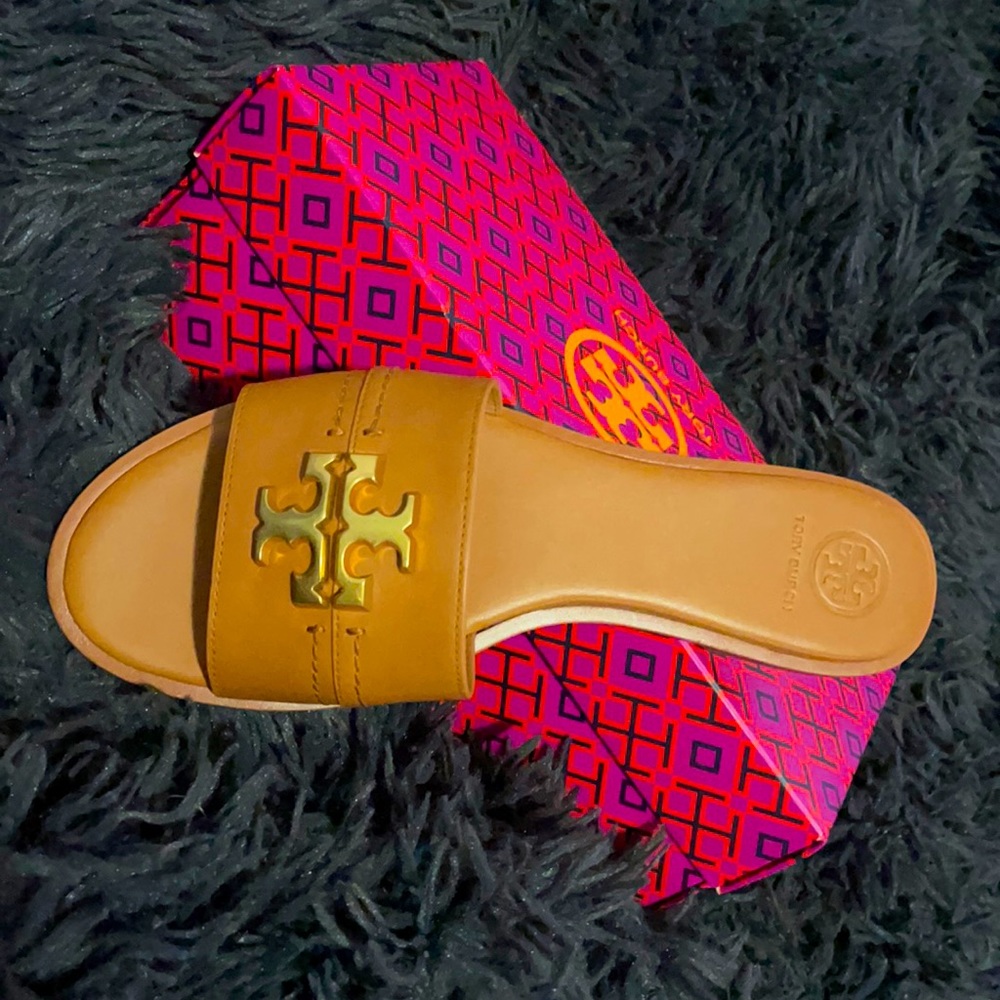 Tory Burch Tan Calf Leather Slide